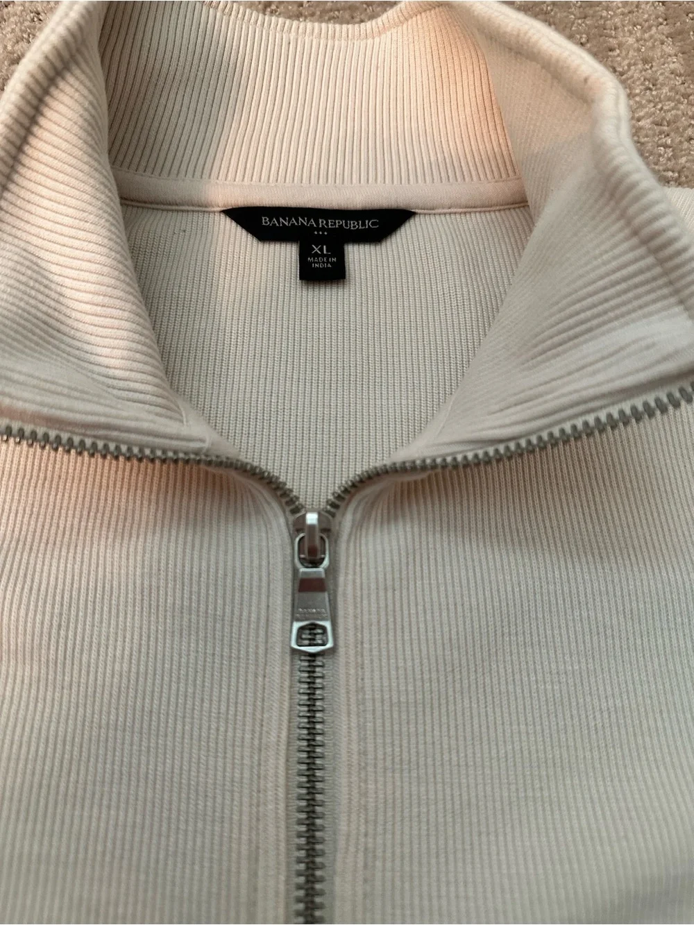 Banana Republic Cream Full-Zip Pocket Sweater